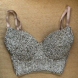 Bejeweled nude top, US women’s size  medium